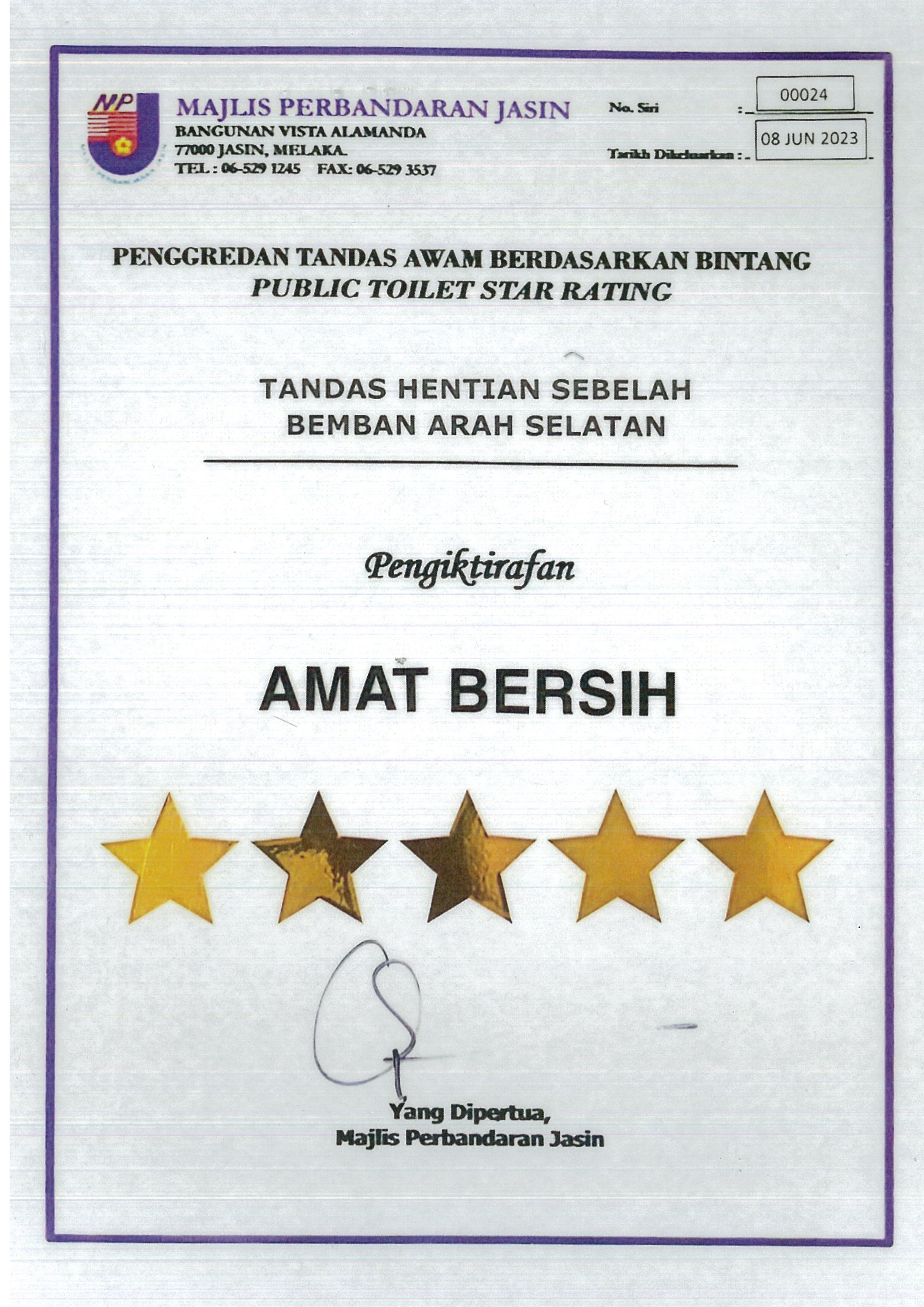 Public Toilet Star Rating - Bemban Selatan