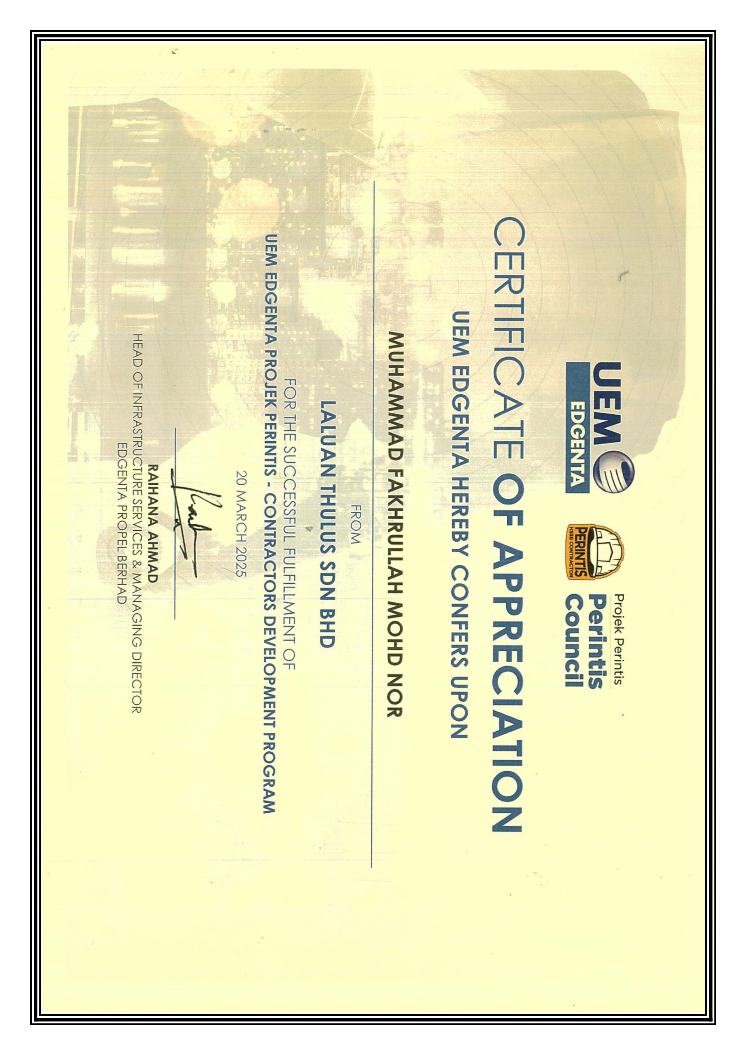 UEM EDGENTA - Successful Fulfillment Award